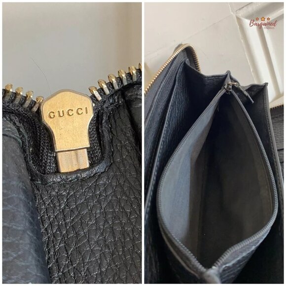 Authentic GUCCI Black Pebbled Leather Soho Interlocking G Zip Around Long Wallet - Picture 12 of 13